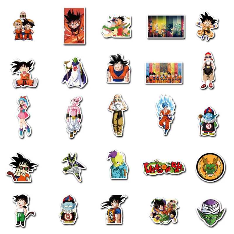 50Pcs Anime Dragon Ball Super Saiyan Son Goku Cartoon Stickers Notebook Motorcycle Skateboard Computer Mobile Phone Stickers