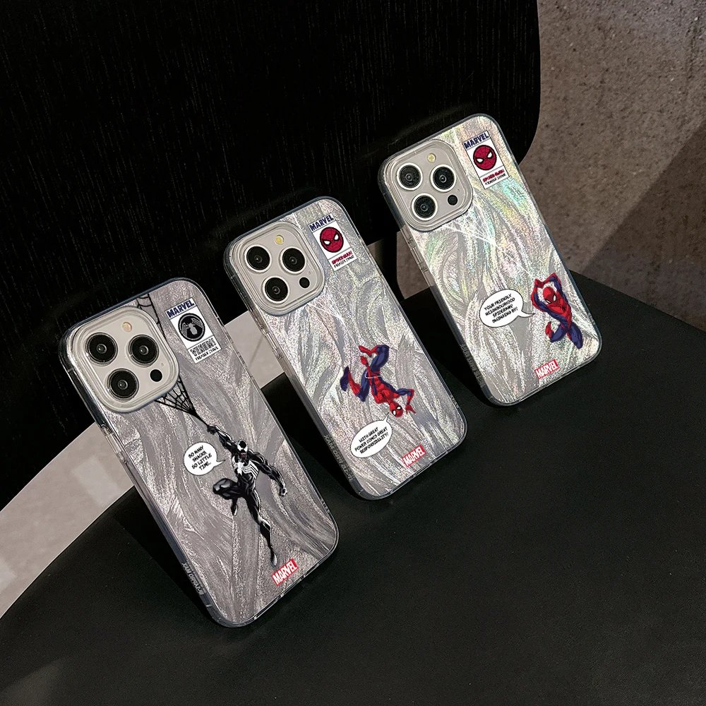 Marvel Spider-Man Venom Cartoon Phone Case for Oppo A79 A58 A54S A53 A38 A33 A32 A31 A17 A16K A16 5G Feather Texture Hard Cover