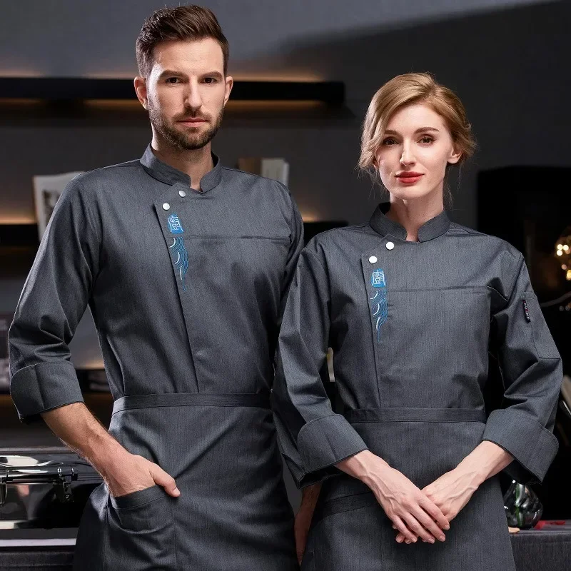 Uomo manica corta Chef uniforme bianco traspirante Chef camicia ristorante cucina nero Chef giacca grembiule funziona vestiti donna logo