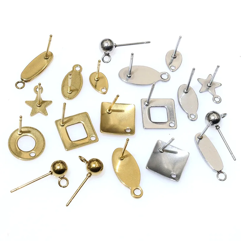 

20pcs Stainless Steel Craft Earring Studs Geometric Polygonal Earrings Posts Connector For DIY Earring Jewelry Making Supplies