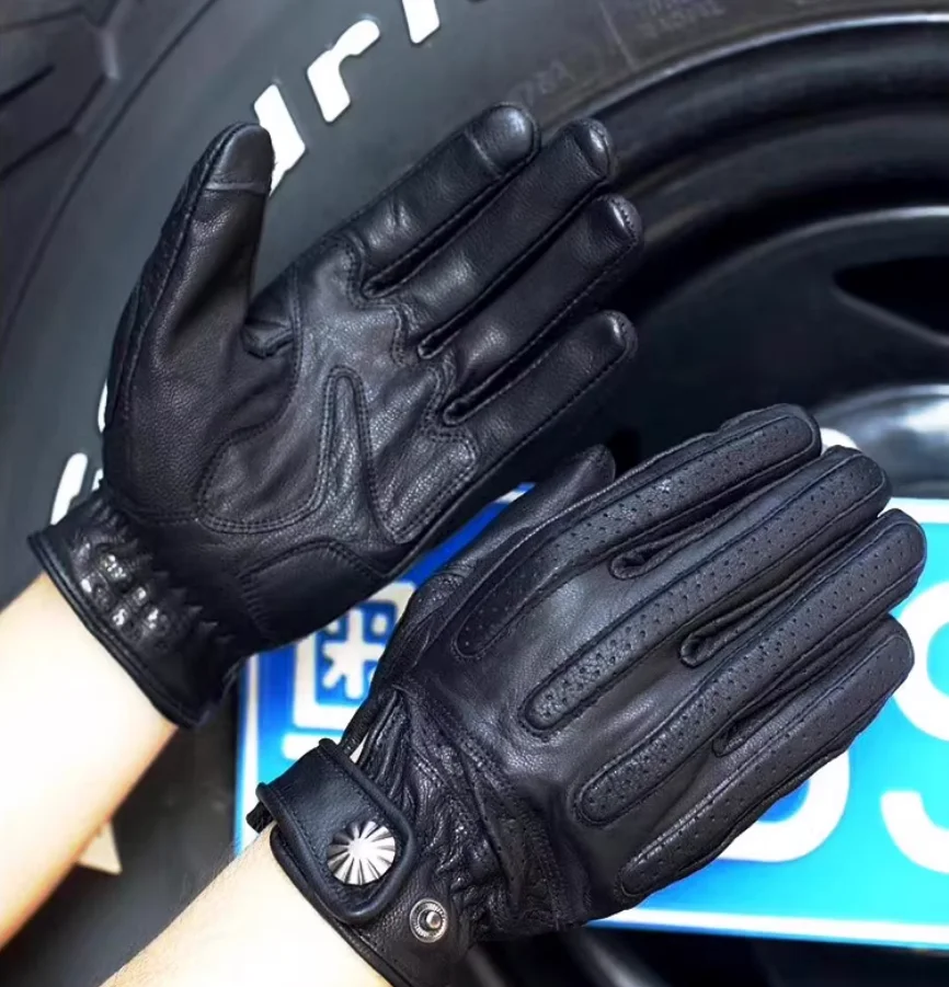 

Uglybros Winter Genuine Leather Motorcycle Gloves Retro Motocross Vintage Touch Screen Riding Biker Moto Gloves Motorbike Gloves