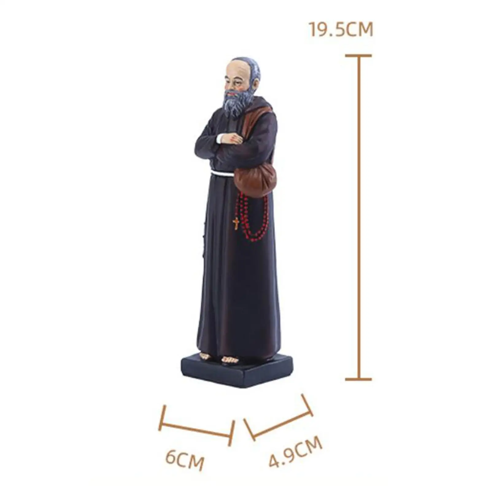 Resin Serious Priest Statue Religious Sculpture Collectibles Blessed Crafts Catholic Hand-Carved Figure for Church Home Ornament