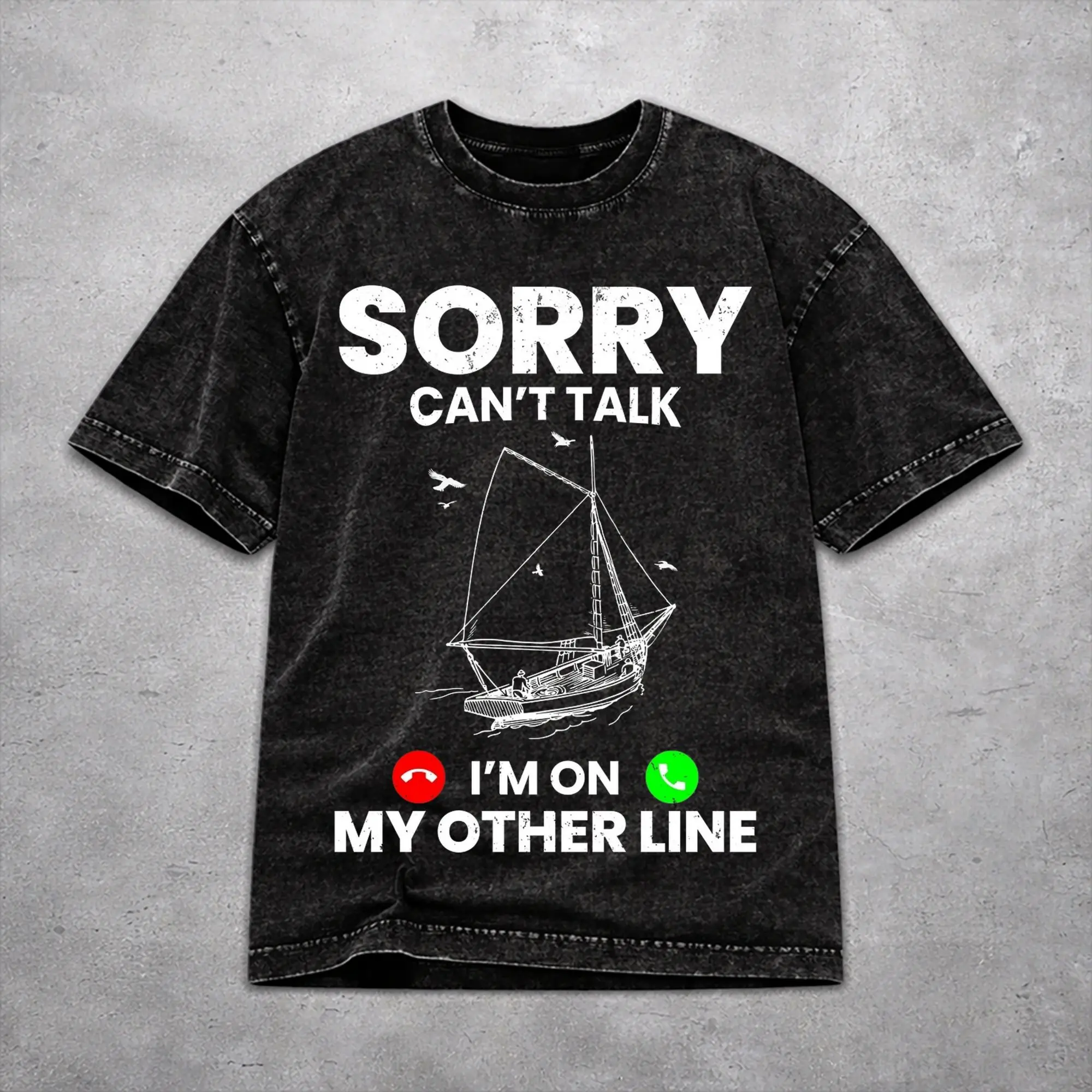Oversize  Sorry Can't Talk I'm On My Other Line Apparel T-Shirts for Men Women  Washed Cotton Tee Shirt Clothing