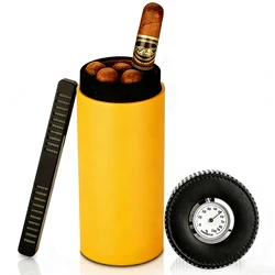 Boîte à cigares de voyage en cuir, bois de cèdre, étui à cigares Portable avec humidificateur hygromètre, boîte d'humidification pour 5 cigares