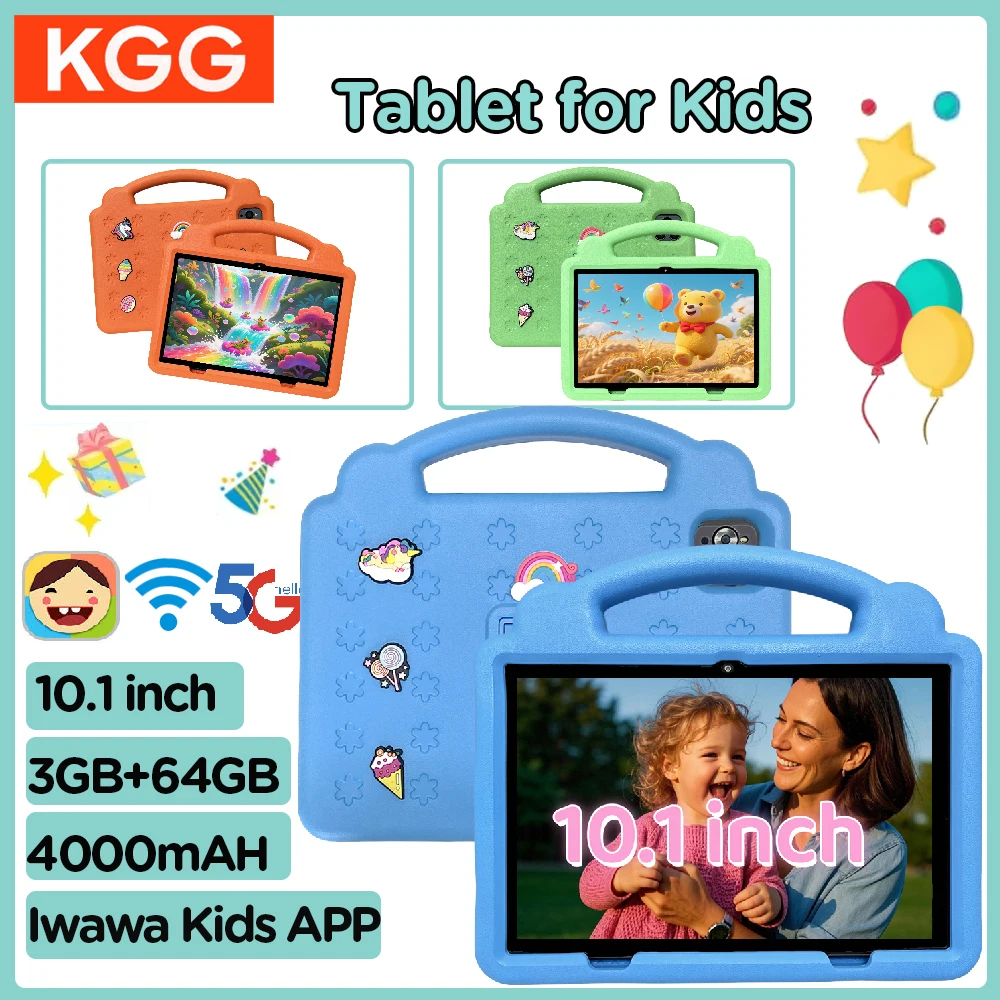 10.1インチ子供用タブレット Android 3GB RAM 64GB ROM 4G WiFi 4000mAhバッテリー デュアルカメラ 子供向けギフト キッズソフトウェア おもちゃ タブレット