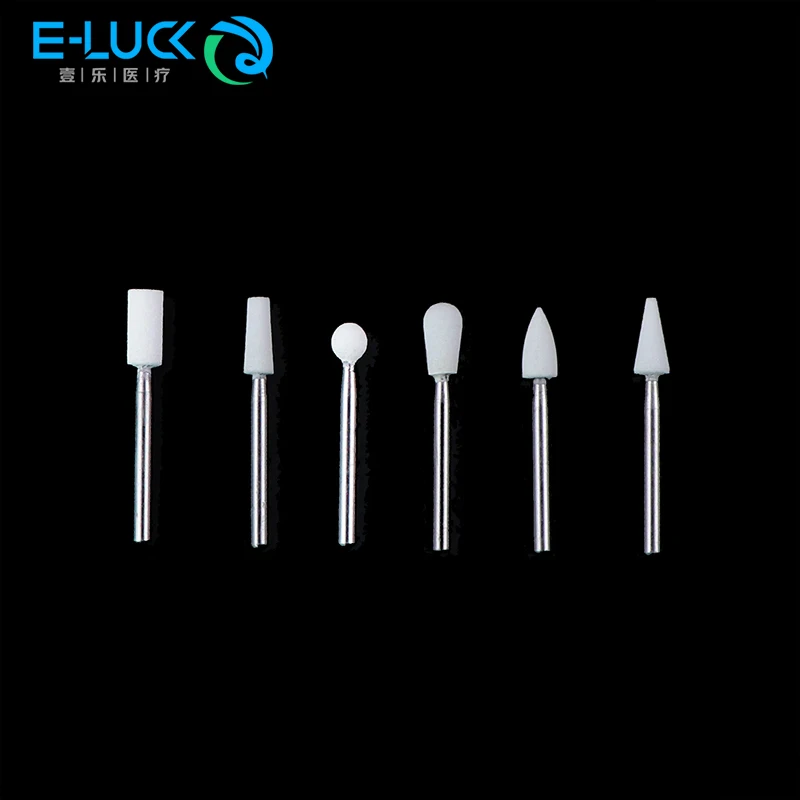 12pcs/pack Dental Polishing Drill Burs White Stone RA Polisher Ceramic Grinders For 2.35mm Low Speed Handpieces