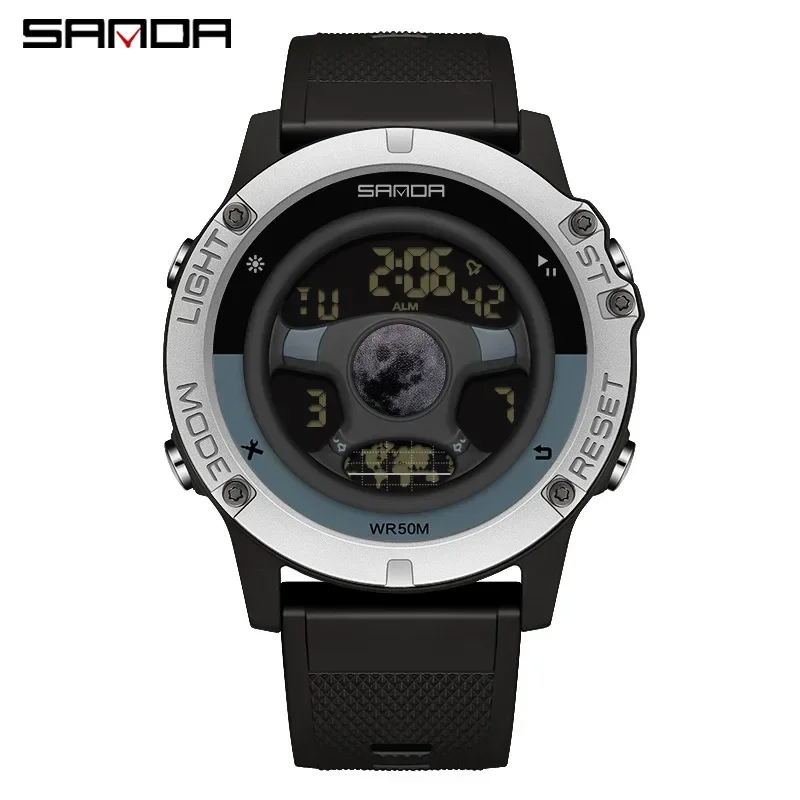 SANDA Luxury Men's Watch Casual Sports Outdoor Military Waterproof Shockproof Automatic Rubber  Clock 2024 Shock New9024