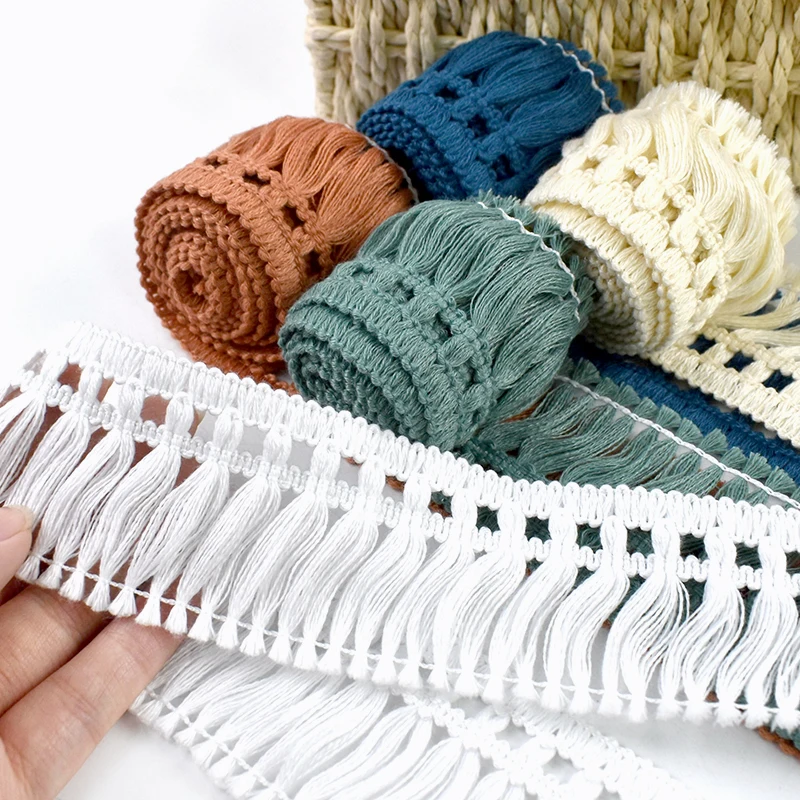 

5/10/20Yards 5cm Cotton Tassel Fringe Lace Trim for Sewing Curtain Sofa Dress Decor Trimmings DIY Craft Garment Home Accessories
