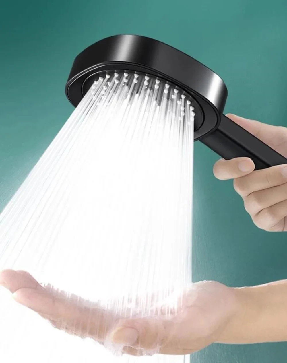 

High Pressure Shower Head Black Silver 5 Modes Large Flow Showerhead with Hose Water Saving One-Key Stop Bathroom Spray Nozzle