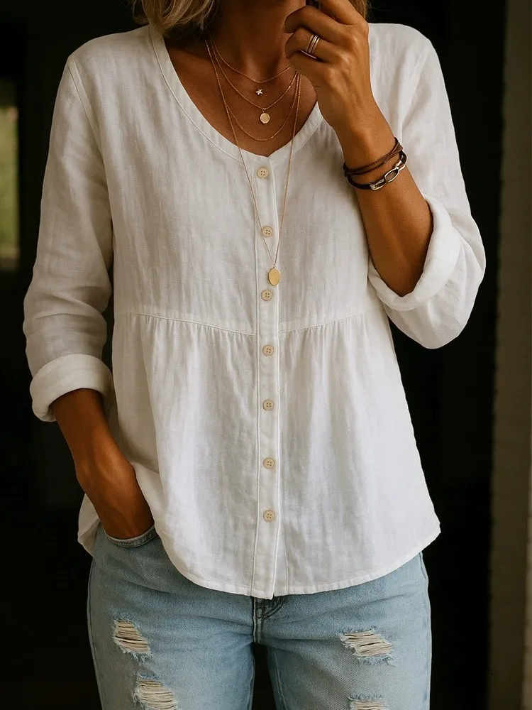 

Loose shirt of women Fashion Elegant Casual Shirt Woman Short Manga Blouse Top weekend