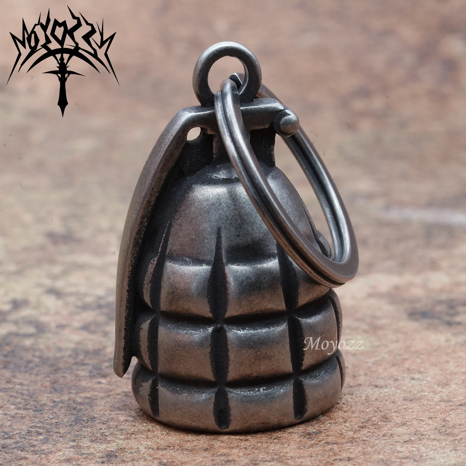 Sino tático de granada de metal com cabide preto para motocicleta, serve para harley hd lucky gremlin passeio seguro para acessório de motociclista presente de moda 3d