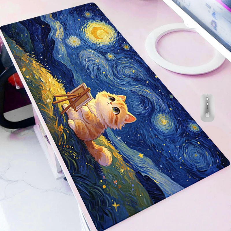 Mouse Pad Large Game Rubber Desk Mat Cute Cat Computer Keyboard Pad PC Gaming Accessories kawaii Carpet Artistic style Mousepad
