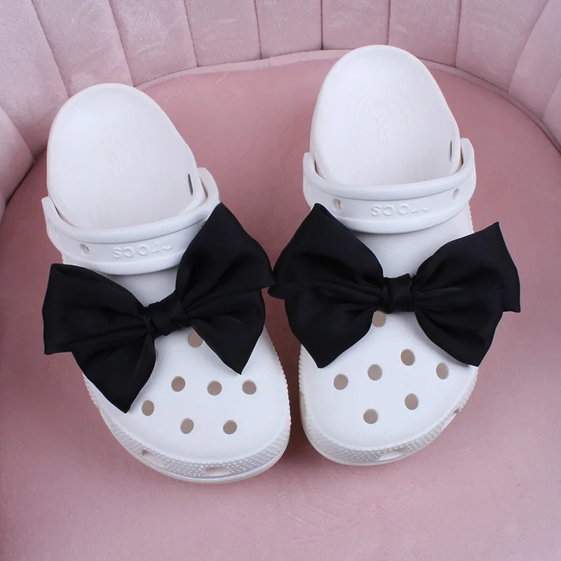 1 Paar Schleifen-Schuhcharms für Clogs, DIY Satin-Schleifen-Schuhdekorationen, abnehmbare Schuhornamente für Clogs und Sandalen – Detail 4