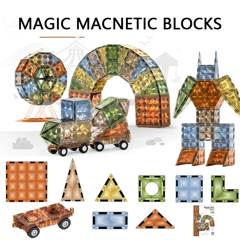 4D Drill Surface Color Window Magnetic Piece Children's Toy Building Block Supplement Piece Assembly Parts Square Magnet Sticker