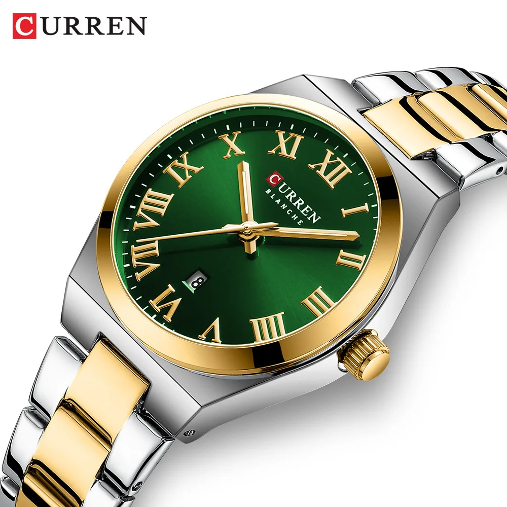 CURREN 9095 Women\'s Quartz Watch Fashion Calendar Stainless Steel Waterproof Luminous Ladies Casual Business Watches Gifts Clock