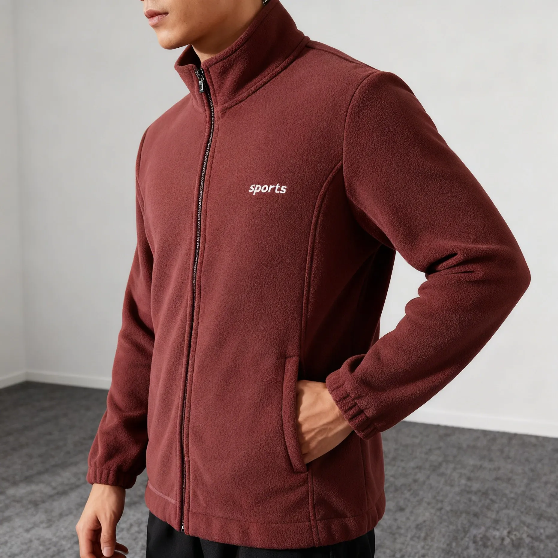 

5XL Men's Polar Fleece Jacket, Sherpa Thickened Winter Coat Man, Minimalism & Thermal Insulation & Breathable Comfort