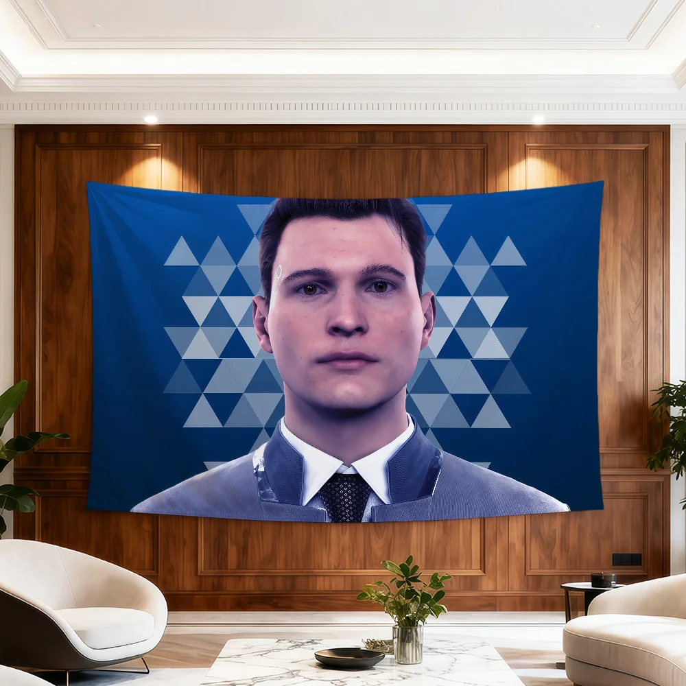 Game D-Detroit Become Human C-Connor Flagge für Zimmer, Wohnheim, Party, Hogar, Nachttisch, Wohnzimmer, Wandbehang, Gartendekoration, Banner, Geschenk – Detail 18