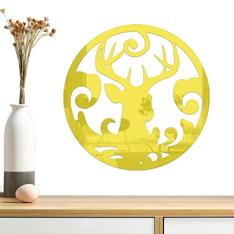 Reindeer Wall Sticker Acrylic Reindeer Wall Clings Removable Christmas Wall Decals Waterproof Reindeer Wall Clings For Christmas