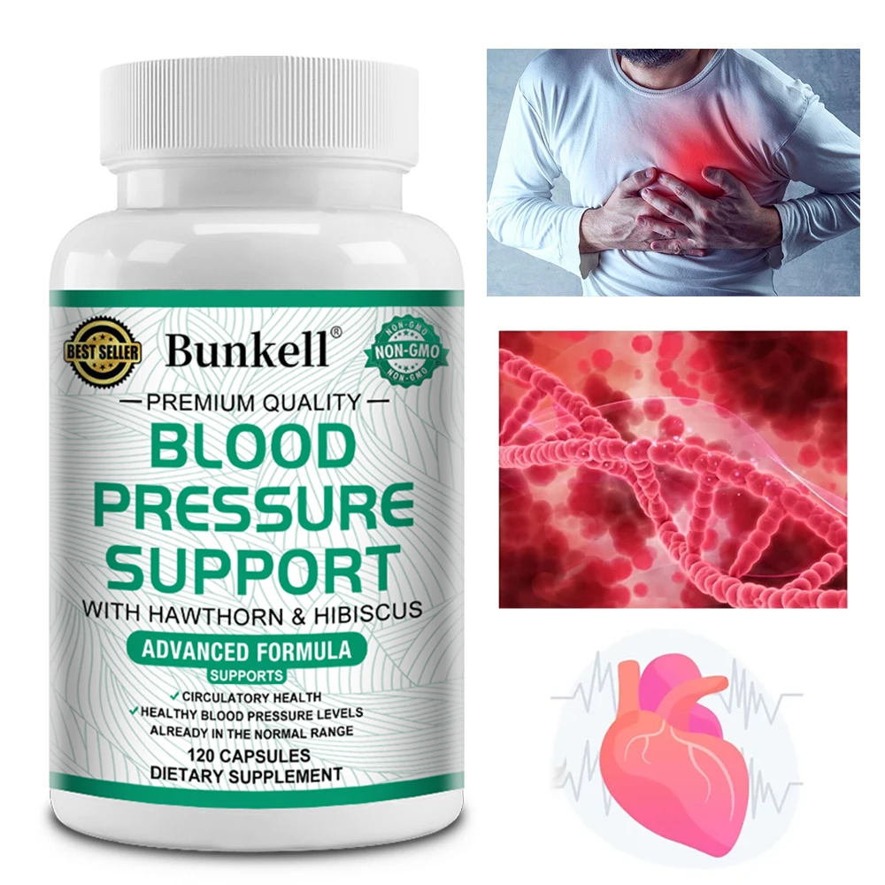 With Hawthorn and Hibiscus Extracts to Support Blood Pressure, Circulation, Cardiovascular and Heart Health, 120 Capsules