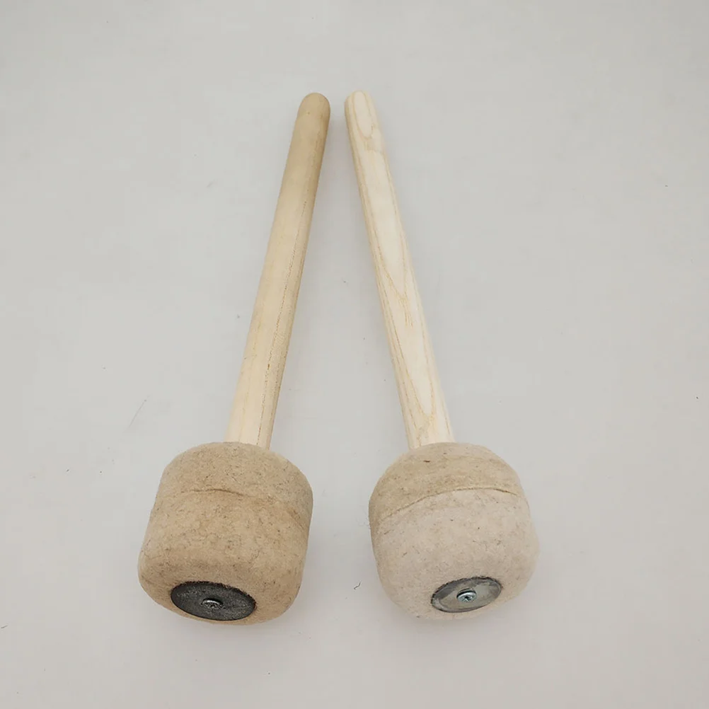 

1Pair Drum Stick Wool Felt Head Percussion Instrument Mallet Music Band Stage Performance Durable Wooden Handle Universal