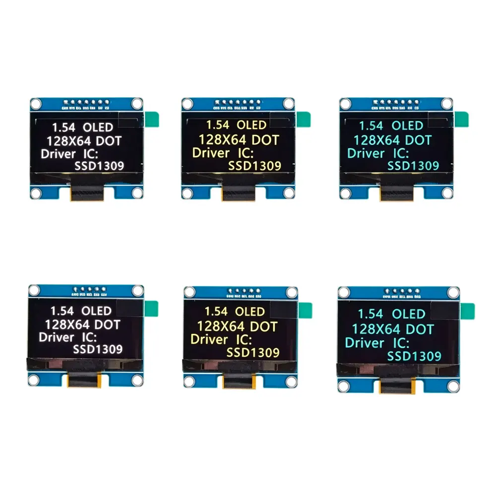 1.54 inch LCD 4PIN 7PIN White Blue Yellow OLED Screen Module SSD1309 Drive Compatible for SSD1306 SPI Interface 128*64