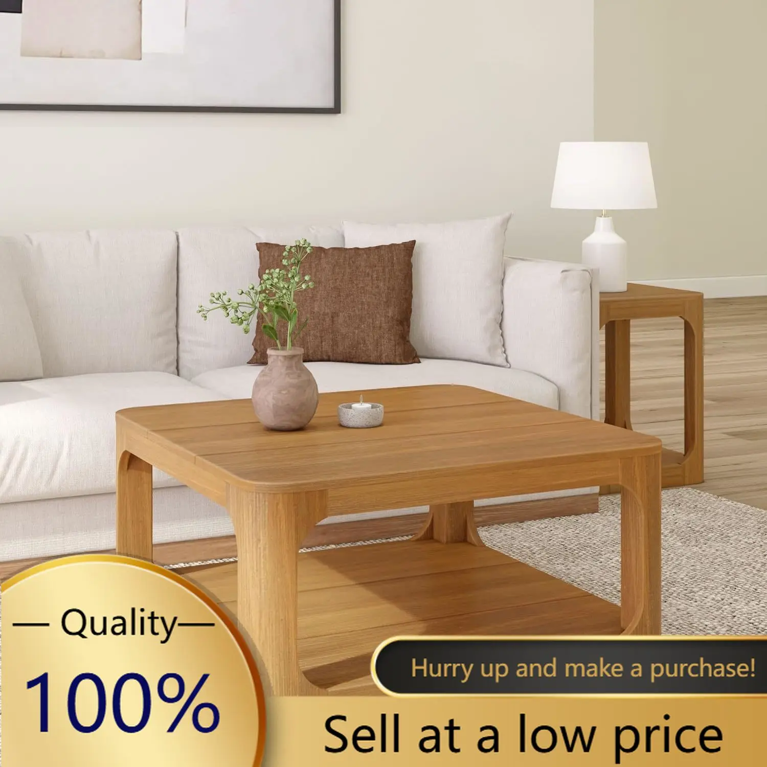 Forma Coffee Table, 36 Inch, Square, Pecan