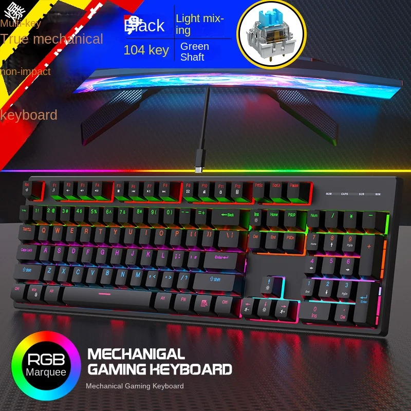 

Wired Keyboard Office Gaming Keyboard For Windows And IOS Computer Laptop 104 Keys Mechanical Sensation Membrane Keyboards