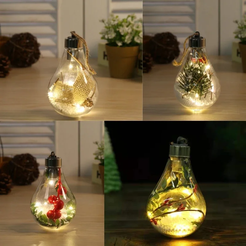 LED عيد الميلاد لمبة ضوء الزخرفية شنقا ضوء عيد الميلاد الحلي المنزل حفل زفاف السنة الجديدة ديكور مصباح الليل الشفاف