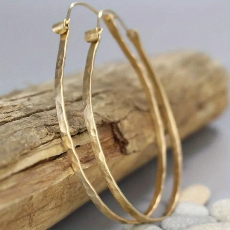 Design Fashionable Metal Hammer Layered Women's Earrings, Light Luxury High-end Personalized Earrings, Women's Daily Party