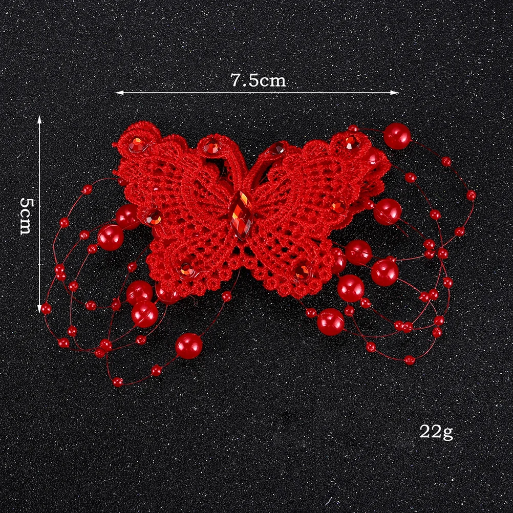 

1 Pair Red Design Hair Clip Elegant Bride Headwear For Wedding Party Prom Women Hair Ornament Fashion Headwear Costume