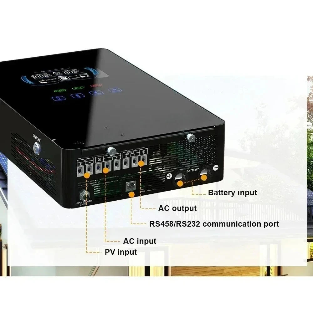 ECGSOLAX Hybrid Solar Inverter 4KW 24V 110/120V Pure Sine Wave Off Grid Inversor Built in MPPT 140A Solar Charge Home inverter