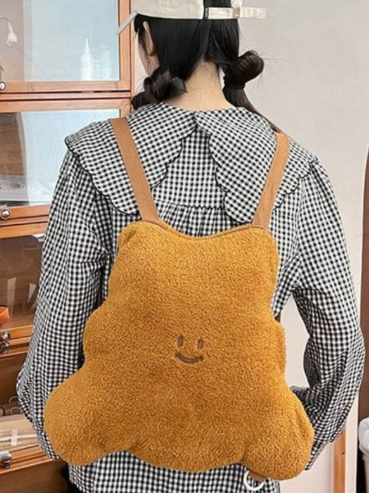 New Original Cartoon Plush Smiling Face Embroidered Shoulder Bag For Women Autumn And Winter Fashion And Simple Women Bag Trendy