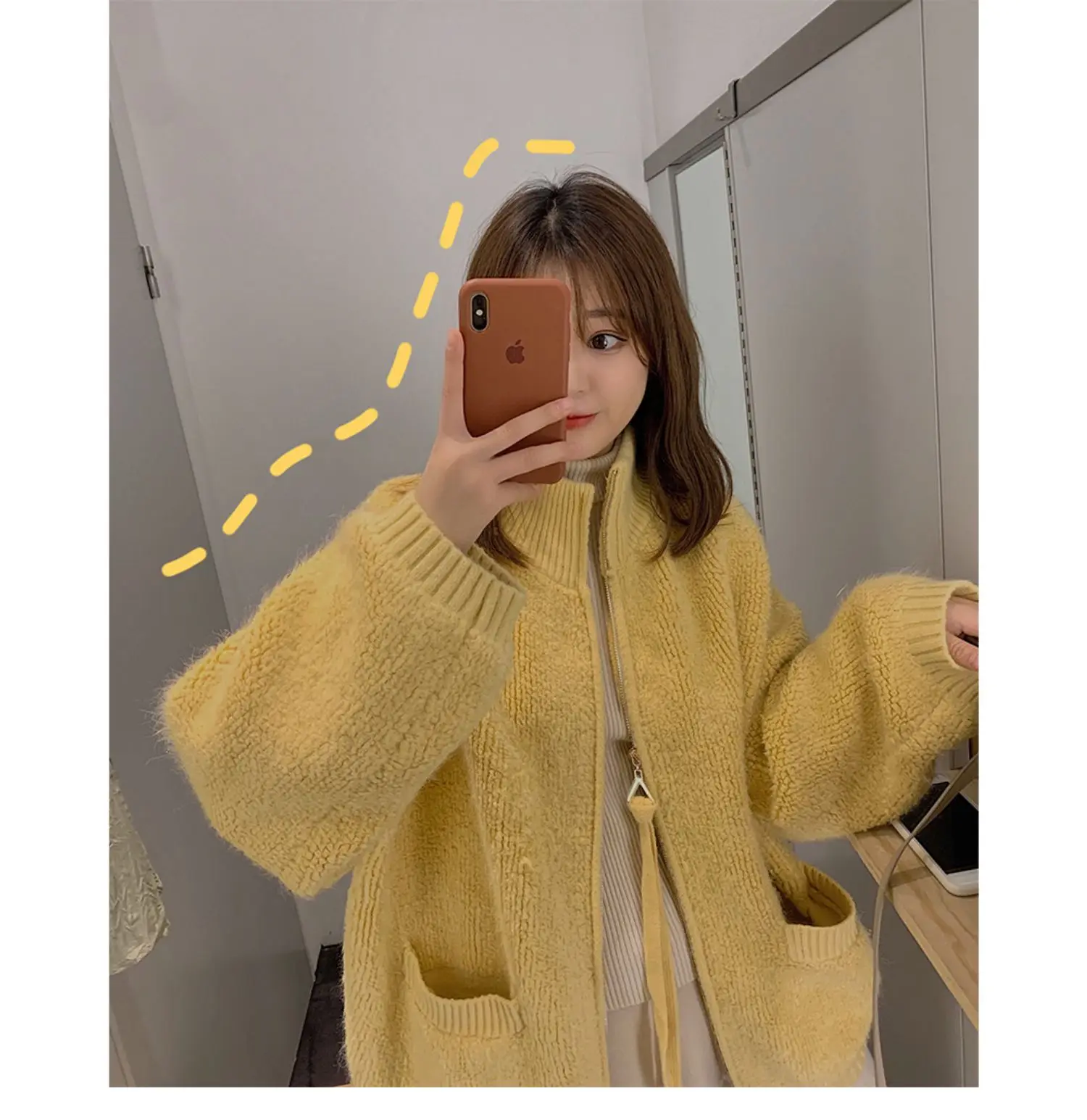 

Женский свободный свитер Thiened, пальто, открытый кардиган на молнии, длинный све, круглая теплая зимняя верхняя одежда Faion Commute Sle