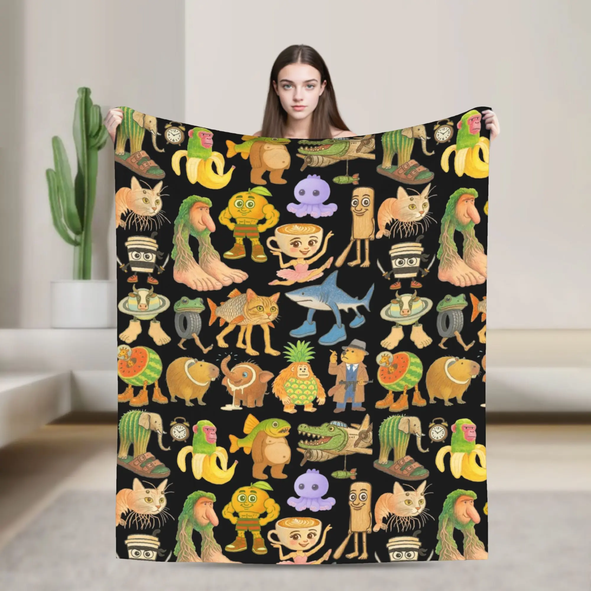 

Итальянский Brainrot Meme Type, вязаное одеяло с карандашом, флисовое супер теплое одеяло для автомобиля, дивана, спальни, одеяло