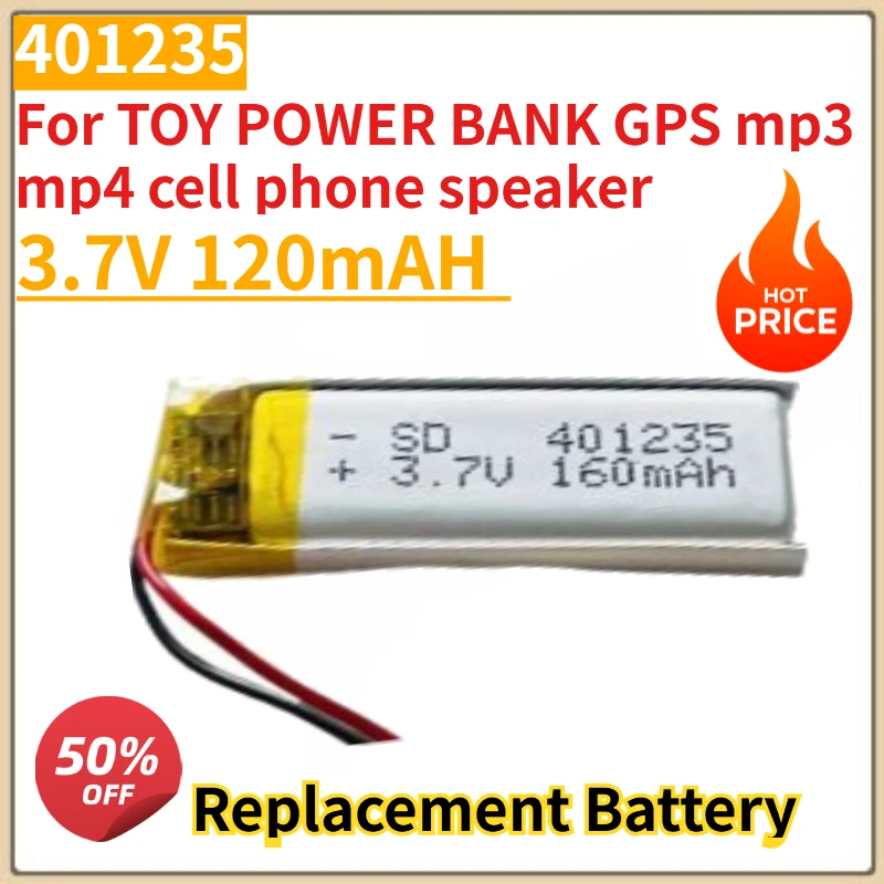 

High Quality New 3.7V 120mAH 401235 Replacement Battery for TOY POWER BANK GPS mp3 mp4 cell phone speaker