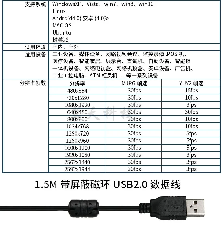 5 ملايين كاميرا USB اللون / أبيض وأسود آلة المرحلة الصناعية كاميرا رؤية USB بروتوكول UVC بدون سائق