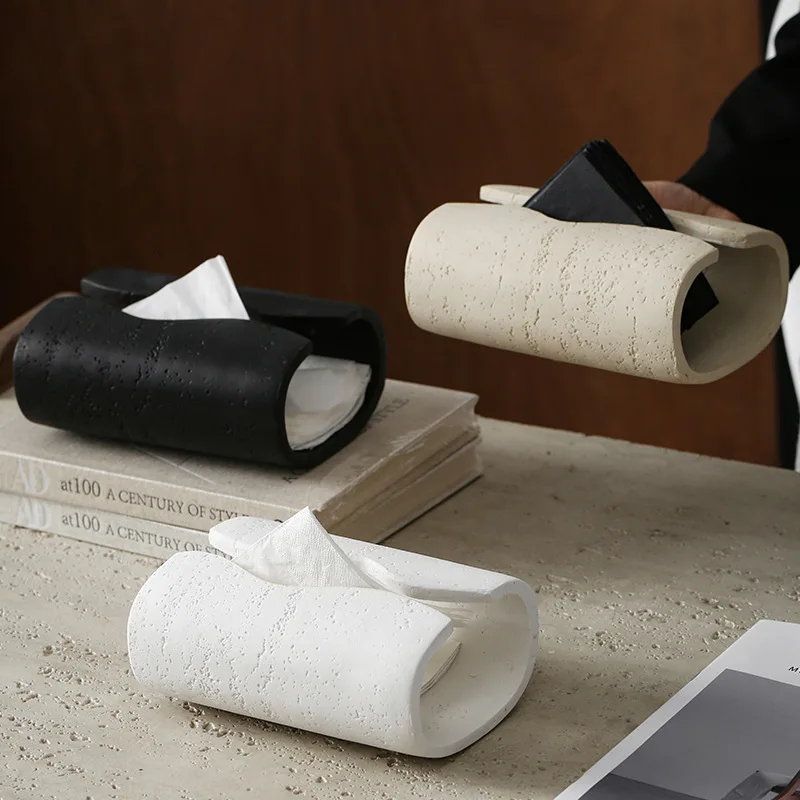

1PC Simple Style Vintage Cave Stone Tissue Box Resin Coffee Table Napkin Paper Organizer Box Bathroom Living Room Decoration
