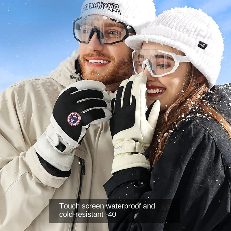 Winter Women's Gloves Skiing Snow Proof Waterproof And Warm Touchable Screen Men's Cold Proof Outdoor Sport Cotton Thick Gloves