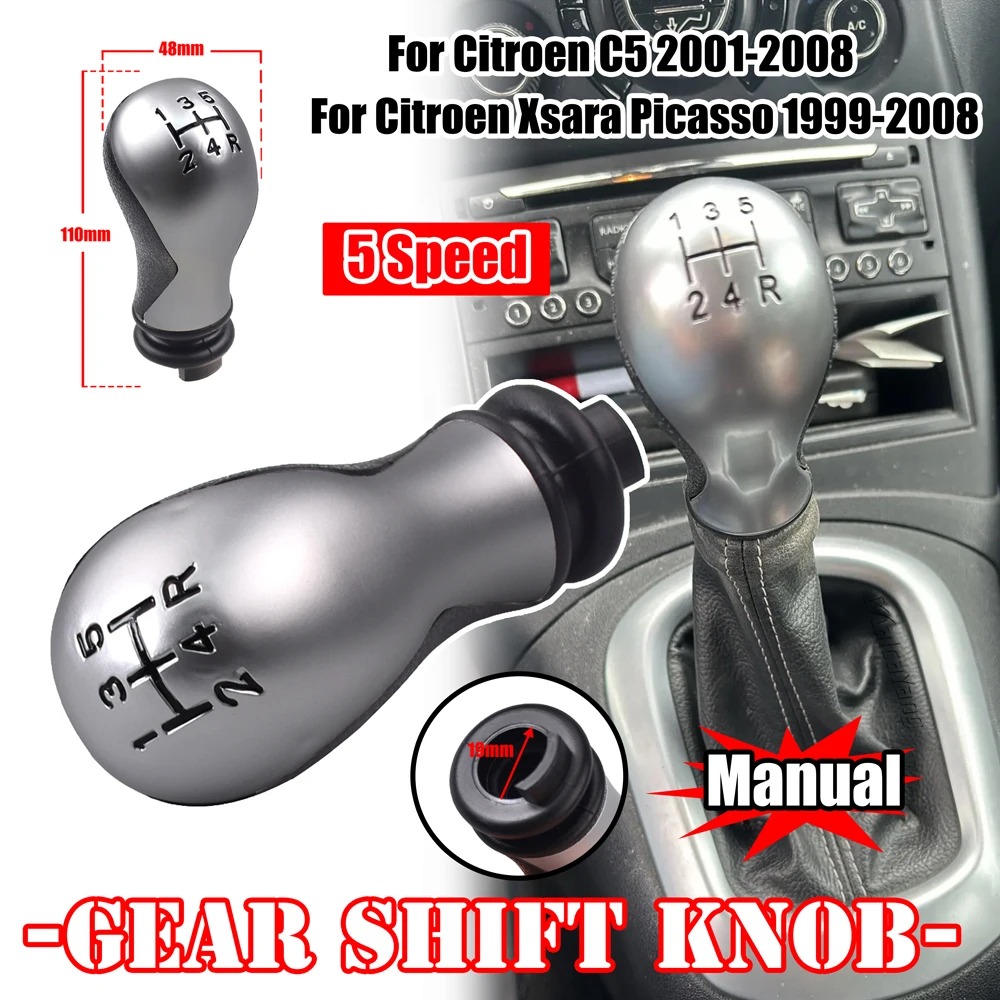 5 Speed Car Gear Shif t Knob MT Gear Shif t Shif ter Knob Stick Head Manual Replacement For Citroen C5 2001-2008 Xsara Picasso