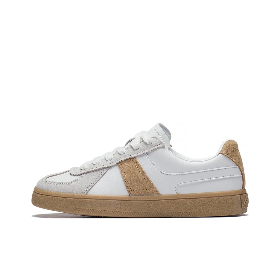 Li Ning Yunchuan Textile, Synthetic Leather Cushioning, Wear Resistant Low top Skateboard Shoes Men's White Brown AGCS289-4