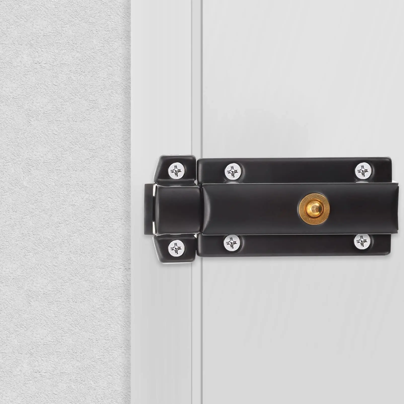 مزالج البوابة من الفولاذ المقاوم للصدأ، قفل منزلق زنبركي أوتوماتيكي، قفل منزلق أسود، مسمار برميل مع براغي، مزلاج أمان بوابة النافذة