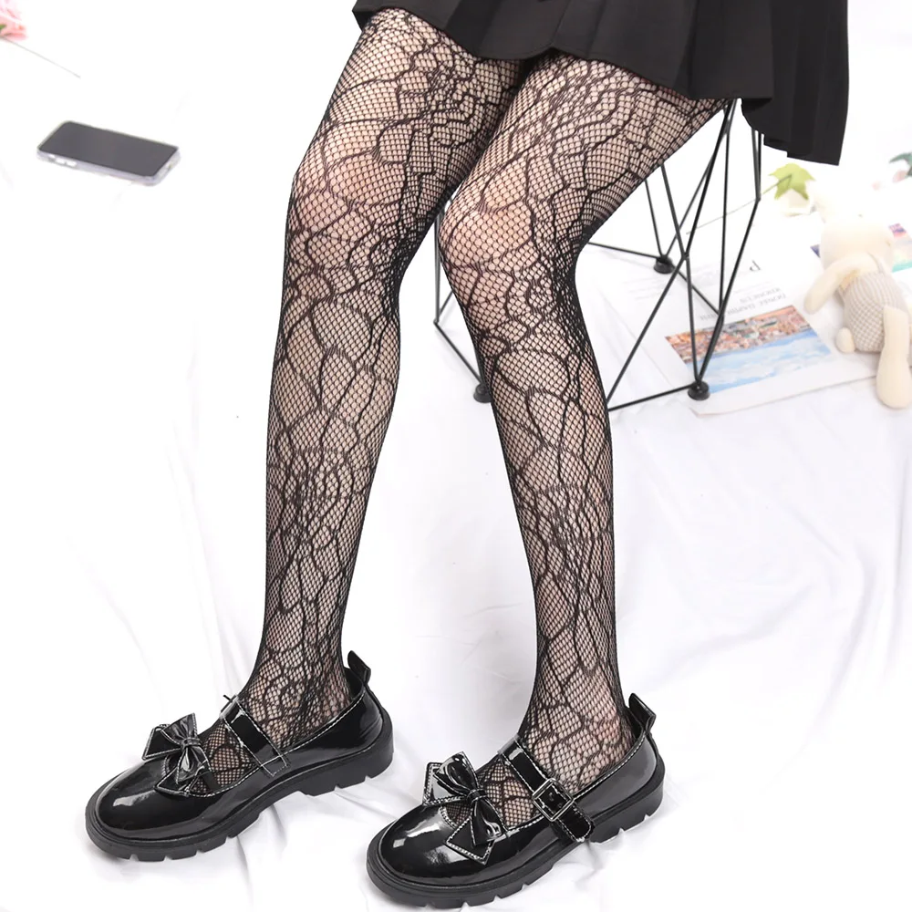 Dark Hollowed Women Fishnet Stockings Girl Tights Sexy Lingerie Female Mesh Tight Socks Sheer Pantyhose Fish Net Stockings