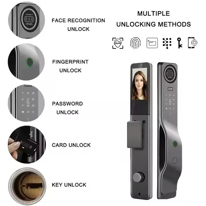 July008 2025 New Style TUYA Face Recognition Electric Smart Fingerprint Lock with Camera Biometric Smart Lock Door Smart Digital