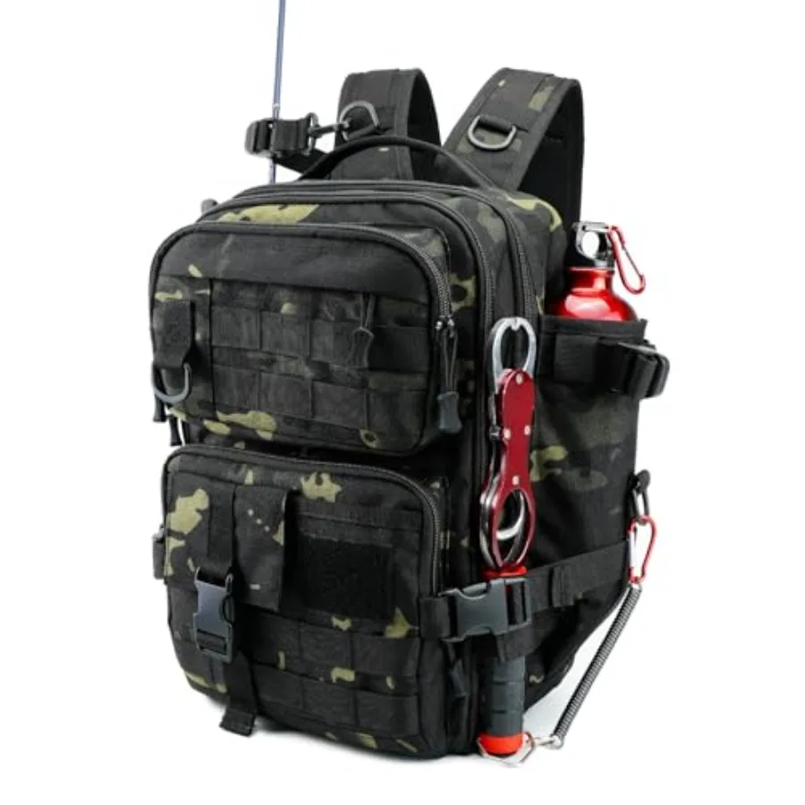 

Small Fishing Backpack with Rod Holder Water-Resistant Tackle Backpack Fishing Tackle Bag for Box Storage Fishings Gear and Out