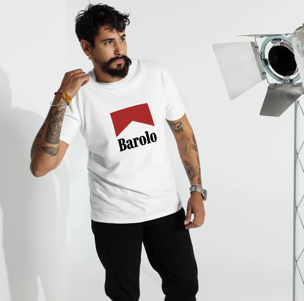 Camiseta Barolo Wine T-Shirt de inspiração ocidental, camisetas pesadas
