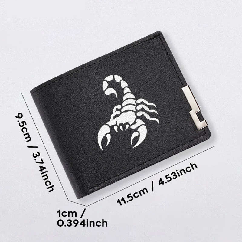 Cartera de cuero PU con emblema de escorpión, estilo minimalista de negocios, diseño compacto para hombres, duradero, ligero, uso diario