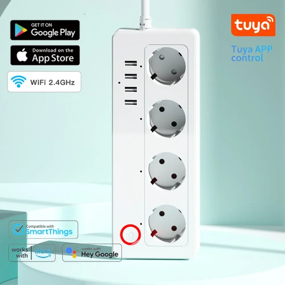 Tuya WiFi Smart Plug EU Socket with USB Jack Smart Life APP Timing Home Appliance Voice Control Work with Alexa Google Home