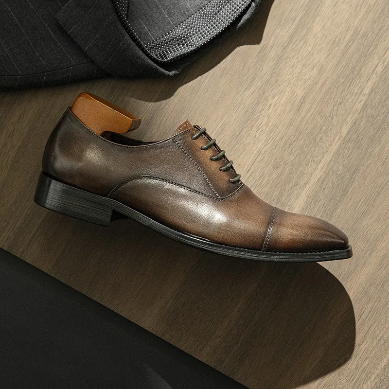 

Men Oxford Shoes Genuine Leather Solid Color Professional Classic Business Formal Men Shoes