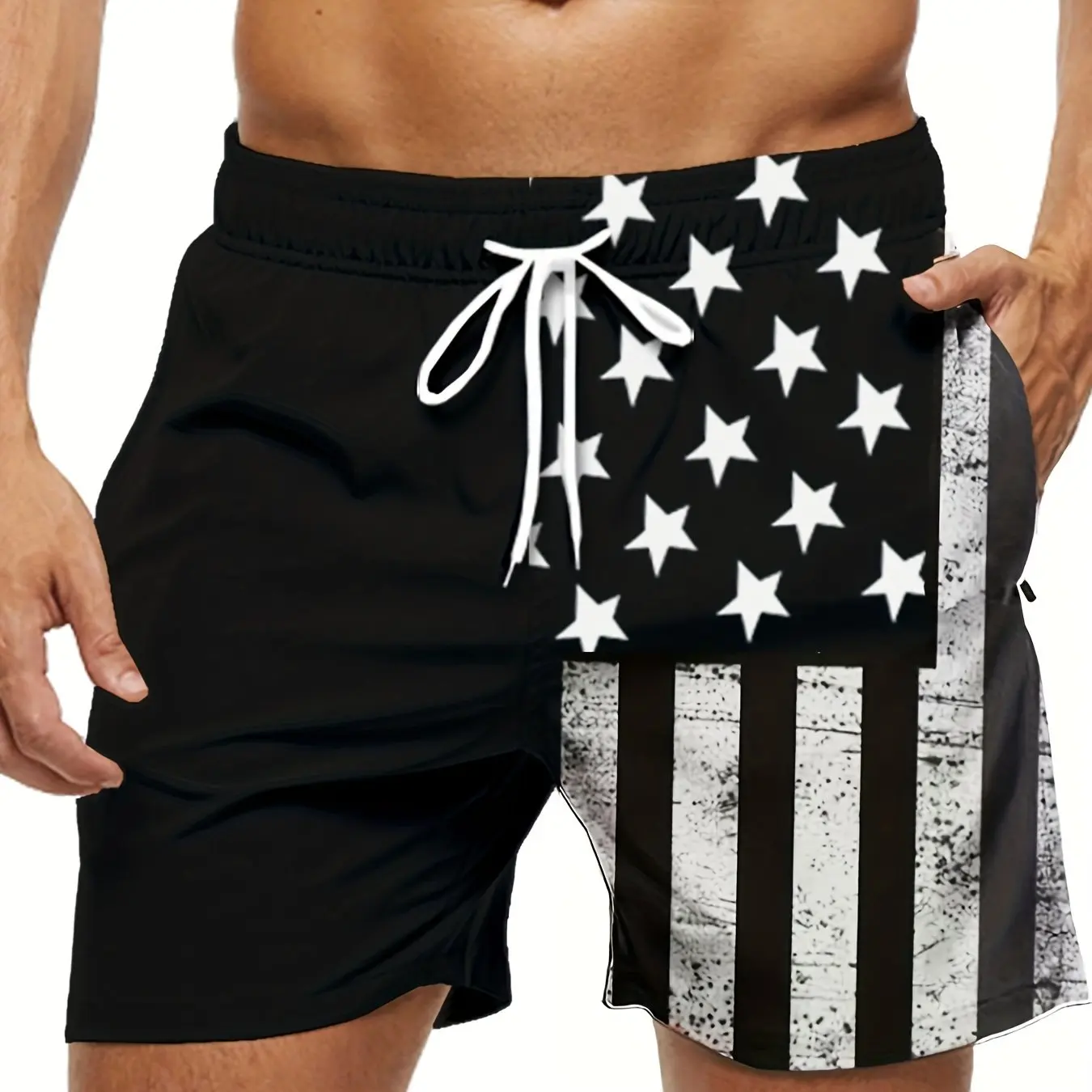 American Flag Print Swimwear Shorts Summer Men\'s Beach Shorts Breathable Short Quick Dry Sport Shorts Joggering Men Short Pant