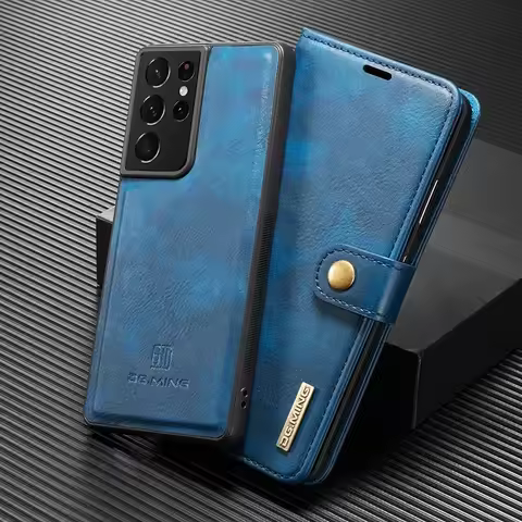 For Samsung A36 A55 A54 A53 A52 Retro Leather Detachable Card Wallet Phone Case For Galaxy S20 S21 S22 Plus S25 Ultra S23 S24 FE